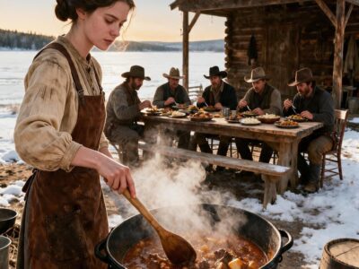 She Cooked All Winter Beside a Quiet Cowboy—Then the Payroll Ledger Revealed He Owned the Ranch She Had Learned to Trust