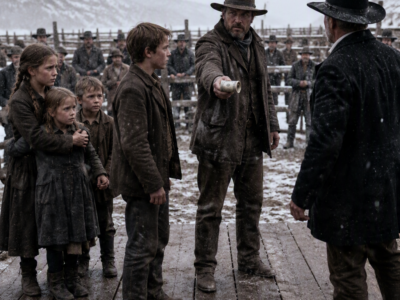 Five Orphaned Siblings Were Being Separated at a Montana Stockyard—Until Lone Rancher Silas Cooper Put Every Dollar He Owned on the Table, Took All Five Together, and Told the Oldest Boy the One Thing No Adult Had Managed to Prove
