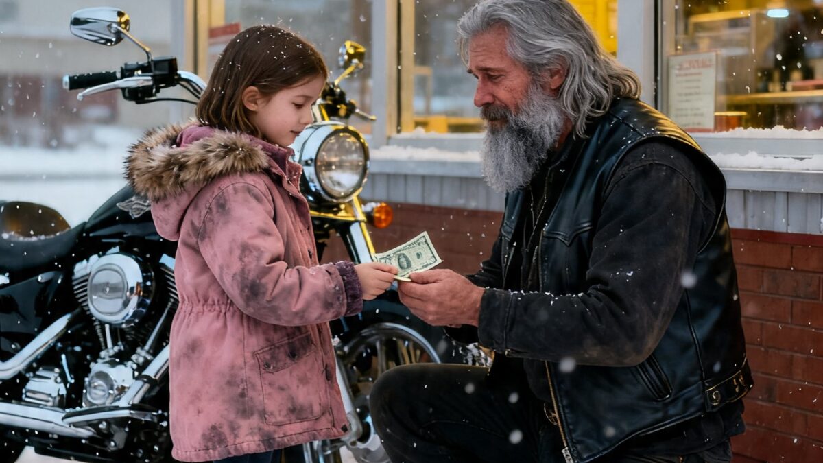 A 7-YEAR-OLD GIRL GAVE HER LAST $8 TO A STRANDED HELLS ANGEL – THE NEXT MORNING 100 BIKERS ROARED UP WITH A GIFT