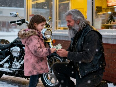 A 7-YEAR-OLD GIRL GAVE HER LAST $8 TO A STRANDED HELLS ANGEL – THE NEXT MORNING 100 BIKERS ROARED UP WITH A GIFT