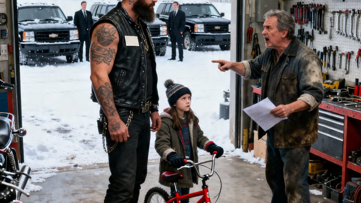 A HELLS ANGEL FIXED MY LITTLE GIRL’S BIKE – THE NEXT MORNING, SEVEN BLACK SUVS BLOCKED THE SHOP