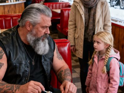 SHE TRIED TO LEAVE QUIETLY, BUT THE HELLS ANGELS NOTICED HER LITTLE GIRL STARING AT HIS PLATE