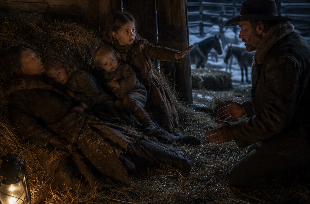 On New Year’s Eve, Eli Hawkins Found a Half-Frozen Widow Shielding Two Little Girls in His Hayloft—Then Five-Year-Old Rosie Warned Him Not to Touch Her Mother, and the Lonely Rancher Made a Promise That Would Force Him to Choose Between Seven Years of Grief and a Family Hunted Across Wyoming
