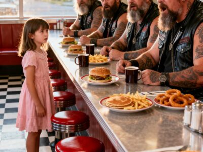 MY DAUGHTER SAID, “MY MOM HAS A TATTOO JUST LIKE YOURS” – AND SIX HELLS ANGELS FROZE IN THE DINER