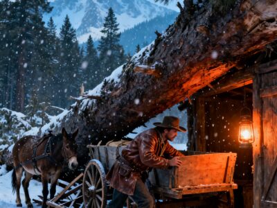 TRAPPED IN A MOUNTAIN BLIZZARD, I DRAGGED MY BROKEN WAGON UNDER A FALLEN PINE – AND IT SAVED MY LIFE