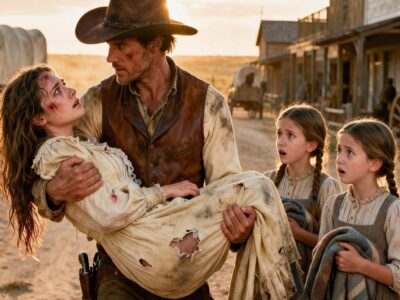 She Was Too Bruised To Stand-A Cowboy with His Twins Saved Her and Said “No One Will Hurt You Again”