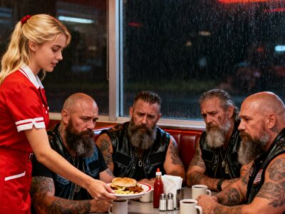 POOR WAITRESS ERASED A $50 CHECK FOR THREE BIKERS – THEN A HUNDRED ENGINES CAME TO HER DOOR