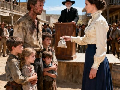 “DON’T SEPARATE MY KIDS!” THE POOR COWBOY BEGGED – THEN A RANCH WOMAN PAID HIS DEBT AND EXPOSED THE MAN WHO RUINED HIM