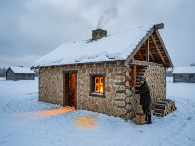 He Stacked Cordwood End-Out Instead of Logs — His Walls Held Heat Three Times as Long