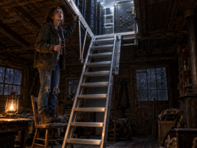 Banished at Nineteen With One Rusted Key, Cindy Reached Her Father’s Forgotten Cabin Before Gregory’s Men Did — But When She Unlocked a Hidden Attic Above the Bathroom, She Found a Modern Safe House Her Billionaire Father Had Built for the Day His Own Family Came Hunting for Her