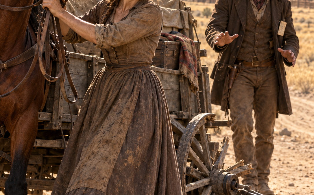 Caleb Morgan Rode to Sign Away His Dead Father’s Wyoming Ranch—Then a Woman With a Broken Wagon Stood in the Road, Told Him the Buyer Was Already Claiming His Valley, and Made Him Decide Whether Grief Had Really Finished What Drought Began