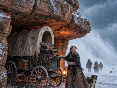 the widow hid her wagon beneath a worthless rock ledge — ten days later, the families who mocked her came back to see why she was still alive