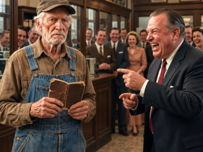 the bank laughed when an old kansas farmer asked for eight dollars—then discovered the man in muddy boots controlled forty-one million and had one demand before he walked away