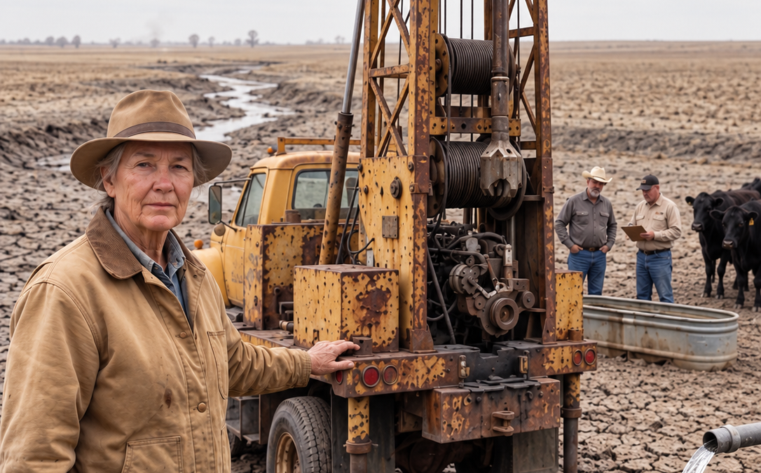 the county sold her a dead well rig everyone mocked—then the drought dried every ranch around her while cold water kept rising from beneath her land