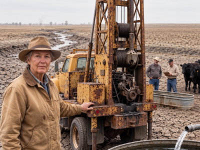 the county sold her a dead well rig everyone mocked—then the drought dried every ranch around her while cold water kept rising from beneath her land