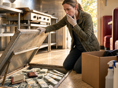 She Cleaned Out Her Dead Father’s Closed Diner — Under the Pantry Floor Was a Steel Box