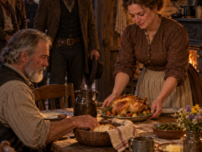 Four Families Rejected Her Before a Montana Rancher Offered Her Work—Then He Came Home to a Warm Supper, Saw His Grieving Father Leave His Room for the First Time in Years, and Realized the Stranger Everyone Mocked Was Quietly Rebuilding What Loss Had Broken