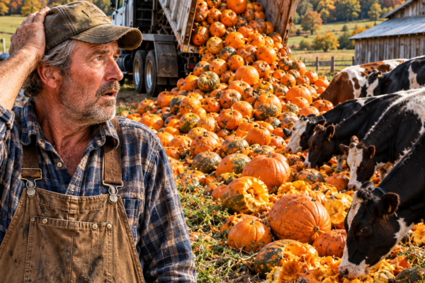 a cannery dumped 70 tons of pumpkins on his struggling cattle farm by mistake — what his 32 cows did next saved everything he thought he was about to lose