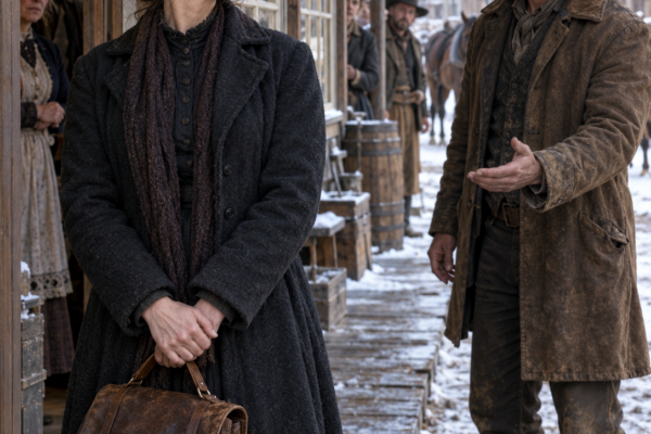 The Mercantile Turned the Widow Away After She Crossed Kansas for Work—Then a Quiet Rancher Stepped Beside Her on the Frozen Boardwalk, Offered Her Twelve Dollars a Month and a Room, and Waited While the Whole Town Tried to Decide What Kind of Woman She Was