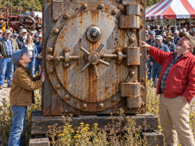 the whole county laughed when a poor 12-year-old spent his last $65 on a rusted bank vault door in the weeds—then he opened what his grandfather had protected for 67 years