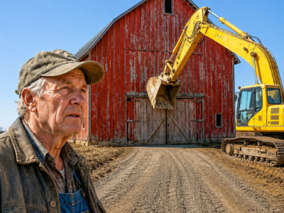 the county gave him 18 days to surrender his century-old barn, so the old farmer moved all 80 tons before sunrise and left them nothing to tear down