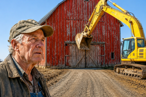 the county gave him 18 days to surrender his century-old barn, so the old farmer moved all 80 tons before sunrise and left them nothing to tear down
