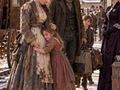 The Mail-Order Bride Stepped Off the Stagecoach in a Torn Dress—Then a Wealthy Widow Asked, “This Is What You Sent For?” and the Rancher’s Six-Year-Old Daughter Ran Across the Platform, Wrapped Her Arms Around the Stranger, and Whispered, “Please Be Our Mama”