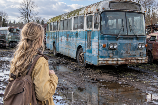 She Had $34 and Nowhere to Sleep—Until a Metal Plate Under Grandpa’s Old Bus Changed Everything