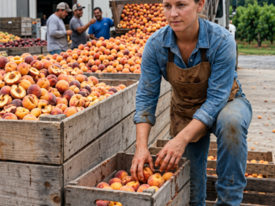 the packing house dumped 30 tons of her family’s peaches every july, until a 19-year-old farmer’s daughter turned the waste pile into a business bigger than the orchard