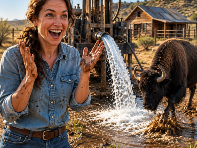 everyone laughed when a single mother followed her old buffalo into a dead texas pasture, until a well driller offered her $1 million for what was hidden beneath her father’s land