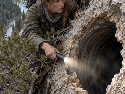 Meredith Climbed Toward A Jagged Hole High In An Idaho Cliff — But The Cold Air, Machine-Cut Grooves, And Pale Dust Spilling From Inside Told Her The Forest Was Hiding Something Underground, And By Morning The Opening Had Grown Wider