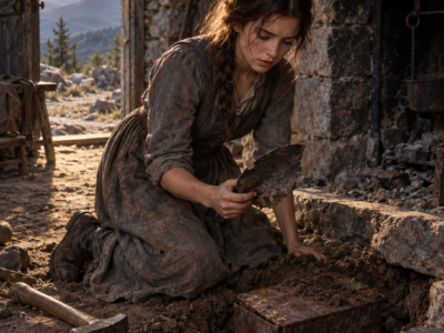 Eighteen-Year-Old Ruby Spent Nearly Everything She Had on an Abandoned Watchtower—Then Her Shovel Struck a Buried Metal Box Beneath the Hearth, and What Someone Had Sealed Inside Turned a Crumbling Stone Ruin Into the First Place She Could Truly Call Her Own