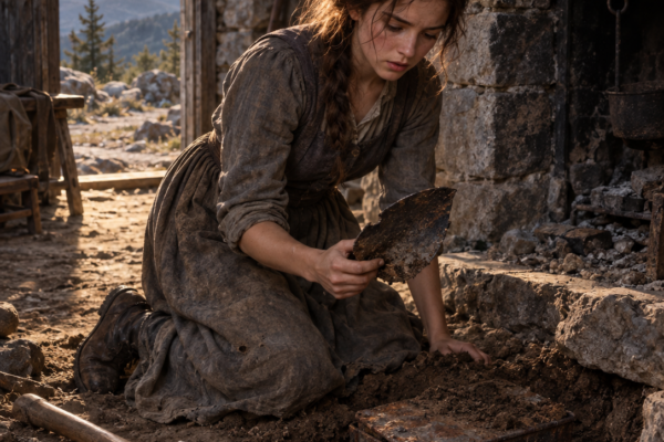 Eighteen-Year-Old Ruby Spent Nearly Everything She Had on an Abandoned Watchtower—Then Her Shovel Struck a Buried Metal Box Beneath the Hearth, and What Someone Had Sealed Inside Turned a Crumbling Stone Ruin Into the First Place She Could Truly Call Her Own