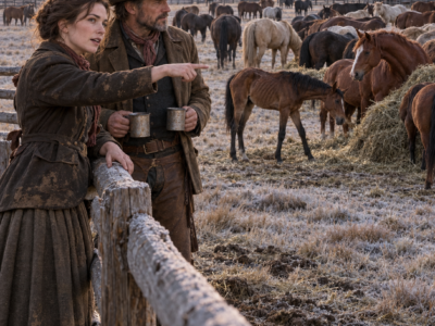 Four Employers Turned Away the Lone Woman Before Winter—Then a Wyoming Rancher Gave Her Seven Paid Days, and Hannah Greer Pointed to One Thin Yearling Eating Beside Thirty Healthy Horses and Quietly Explained the Mistake That Could Cost Him Animals Before Christmas