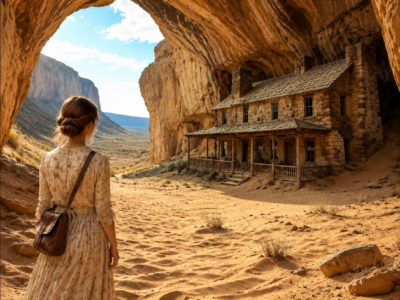 with nowhere left to go, she walked into a mountain to escape the snow—and found the hidden house her mother’s lost family had left behind