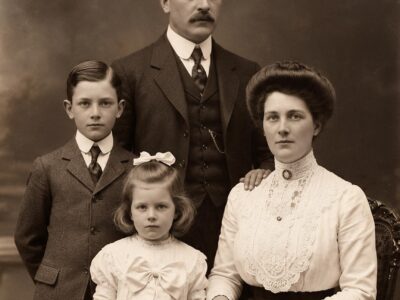 This 1914 Studio Photograph Seems Harmless — Until You Notice What the Mother Hides in Her Hand