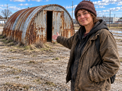 A Homeless Woman Spent Her Last $7 on a Rusted Shelter—What Fell From the Wall Had Been Hidden for 50 Years