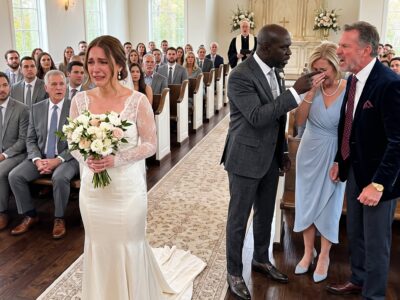 My dad laughed and told me to walk myself down the aisle because I was marrying a nobody. Mom sat beside him in the back row while I walked alone, gripping my bouquet. Then the chapel doors opened, and thirty strangers in matching grey lined the aisle before one faced my father and said, “Sir—”