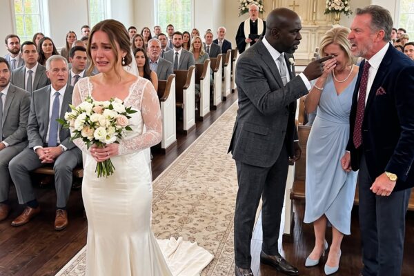 My dad laughed and told me to walk myself down the aisle because I was marrying a nobody. Mom sat beside him in the back row while I walked alone, gripping my bouquet. Then the chapel doors opened, and thirty strangers in matching grey lined the aisle before one faced my father and said, “Sir—”