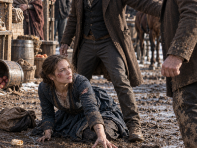 The Hardware Man Kicked the Crutch from Beneath a Hungry Woman in Black Creek—Until a Ranch Foreman Stepped Between Them, Refused to Buy Her Gratitude, and Offered the Former Bookkeeper One Chance to Prove the Town Had Been Looking at the Wrong Thing for Three Years
