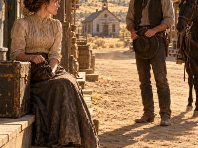 They Fired the Frontier Schoolteacher for Defending Herself—Then a Widowed Rancher Found Her Sitting Beside One Trunk, Offered a Two-Year Marriage to Save His Grieving Sons, and Gave Her One Condition She Never Expected to Want to Keep