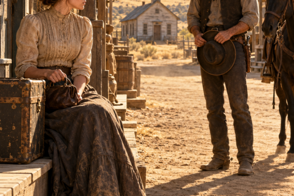 They Fired the Frontier Schoolteacher for Defending Herself—Then a Widowed Rancher Found Her Sitting Beside One Trunk, Offered a Two-Year Marriage to Save His Grieving Sons, and Gave Her One Condition She Never Expected to Want to Keep
