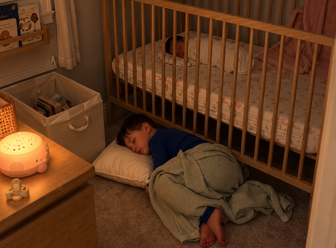 The first time I understood why my eight-year-old son had been sleeping on the floor beneath his baby sister’s crib, it was 2:13 in the morning. I heard his voice through the monitor and found him gripping the crib rail in the dark, whispering, “I’m awake, Lucy. She can’t do it if I’m awake.” When I asked who he meant, Noah began to cry. Then he looked toward the guest room where my mother-in-law was sleeping and said, “Grandma made me promise I wouldn’t tell you.”