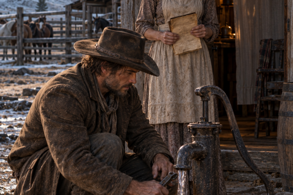 Forgotten for Three Years on a Mountain Ranch, Maggie Caldwell Had Learned to Make Herself Invisible—Then a Trail-Worn Mountain Man Fixed the Broken Pump, Asked Whether She Truly Owed Her Employer Anything, and Refused to Decide Her Escape Until She Said She Wanted to Leave