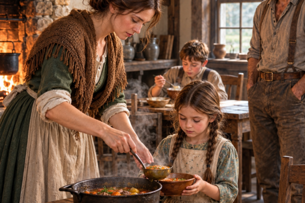 He took in the rejected young woman and the aroma of her cooking healed his empty home.