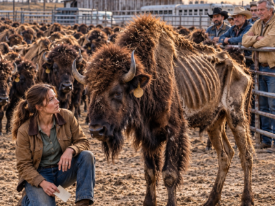they laughed when a single mother spent her last dollars on 30 starving bison—then the calves brought the richest ranchers back to her gate