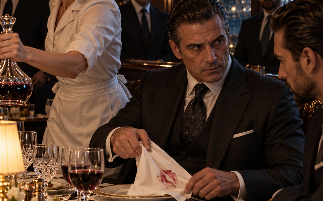 The Waitress Slipped a Lipstick Warning Beneath the Mafia Boss’s Plate—When He Learned His Closest Friend Had Poisoned the Wine and Chosen Her as the Scapegoat, He Locked Every Door, but She Was the One Who Changed Who Survived the Night