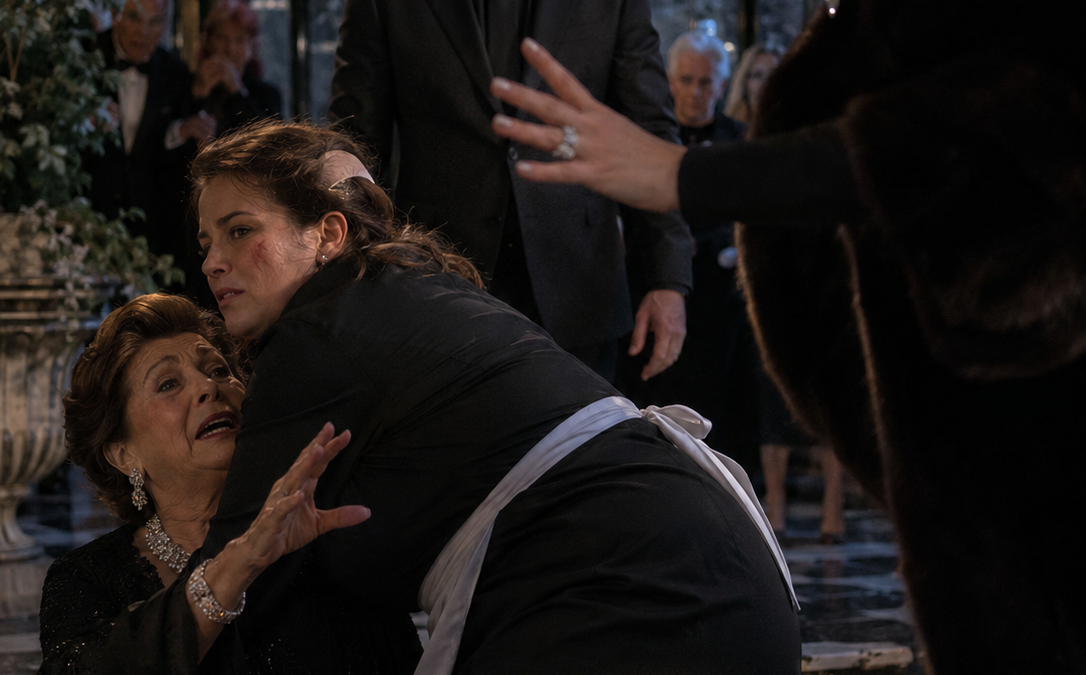 They Called the Curvy Maid a Clumsy Liability—Until She Took a Brutal Blow Meant for the Mafia Boss’s Mother, Exposed the Poison Hidden in His Fiancée’s Ring, and Forced Dominic Rossi to Choose Between a Powerful Marriage Alliance and the Woman Everyone in His House Had Learned to Overlook
