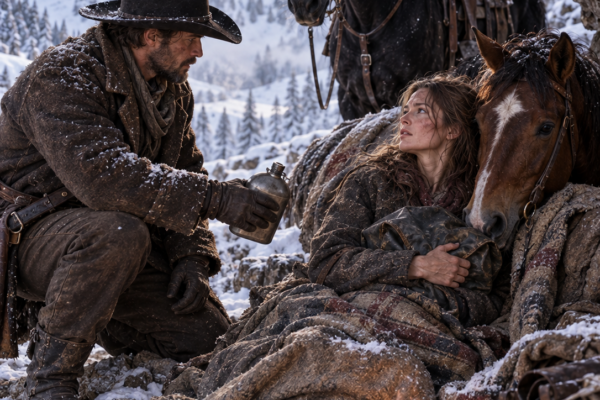 The Cowboy Followed His Black Stallion Into the Snowbound Mountains—Then Found Seraphine Vail, the Horsewoman Everyone Believed Had Drowned Four Months Earlier, Guarding a Scarred Mare and a Secret That Could Destroy the Powerful Rancher Who Had Tried to Erase Her