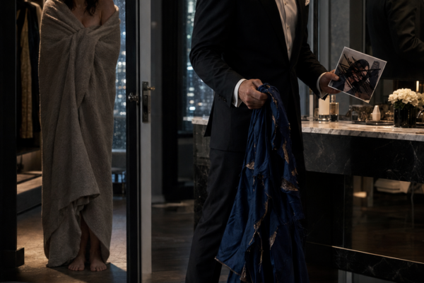 His Curvy Wife Refused the Mafia Gala and Cut Her Midnight-Blue Dress Apart—But When Adrien Moretti Found a Cruel Photograph in Their Penthouse, He Realized Someone Had Altered More Than Her Gown to Make Emily Believe She Was the Shame Beside Him